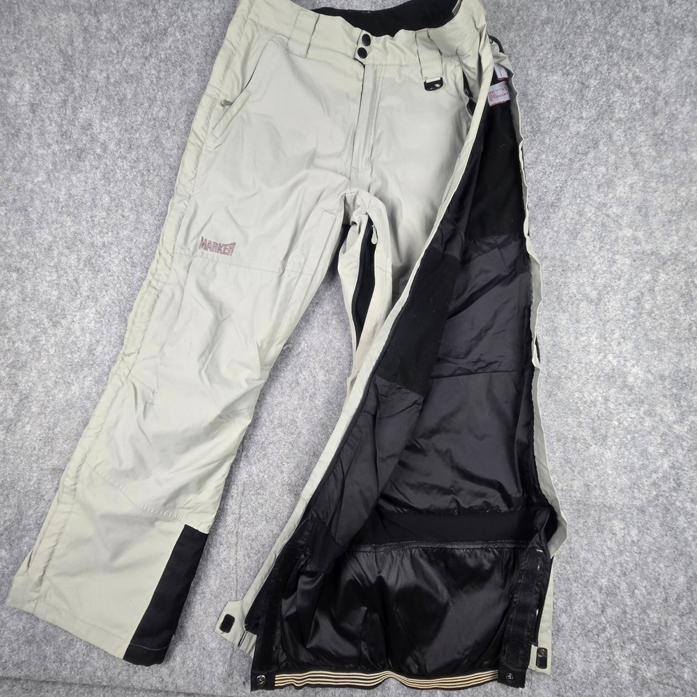 Marker Mens M Full Side Zip Insulated Ski Pants Gray Snowboard Trousers Medium